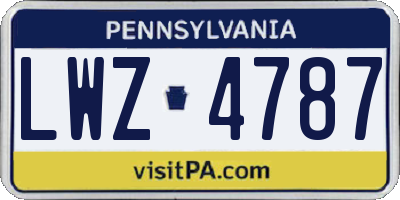 PA license plate LWZ4787