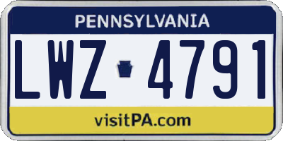 PA license plate LWZ4791