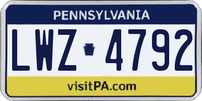 PA license plate LWZ4792