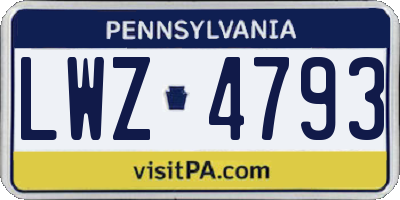 PA license plate LWZ4793