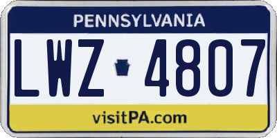 PA license plate LWZ4807