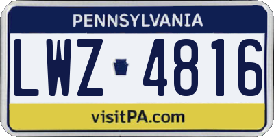 PA license plate LWZ4816