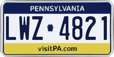PA license plate LWZ4821
