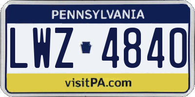 PA license plate LWZ4840