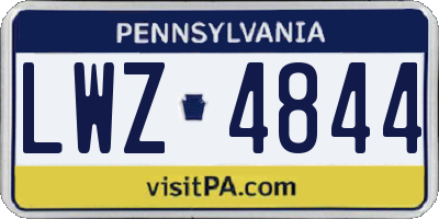 PA license plate LWZ4844