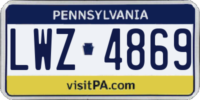 PA license plate LWZ4869