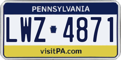 PA license plate LWZ4871