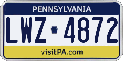 PA license plate LWZ4872