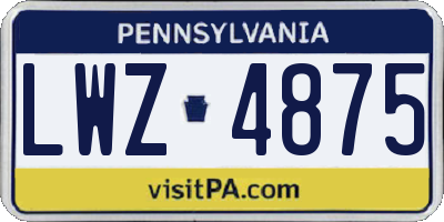 PA license plate LWZ4875