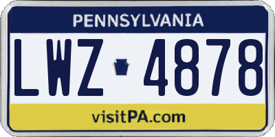 PA license plate LWZ4878