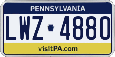 PA license plate LWZ4880