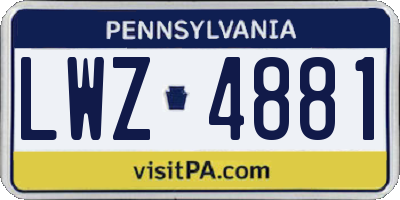 PA license plate LWZ4881