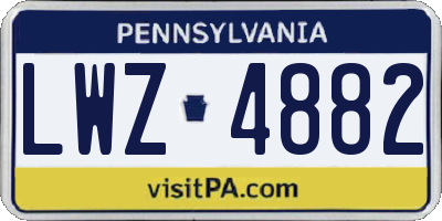 PA license plate LWZ4882