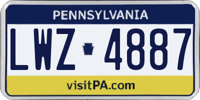 PA license plate LWZ4887