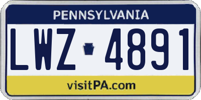 PA license plate LWZ4891