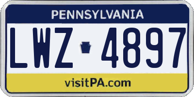 PA license plate LWZ4897