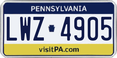 PA license plate LWZ4905