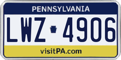PA license plate LWZ4906