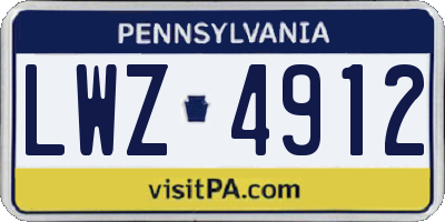 PA license plate LWZ4912