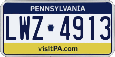 PA license plate LWZ4913