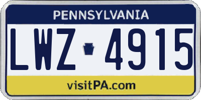 PA license plate LWZ4915