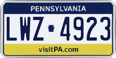 PA license plate LWZ4923