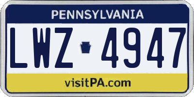 PA license plate LWZ4947