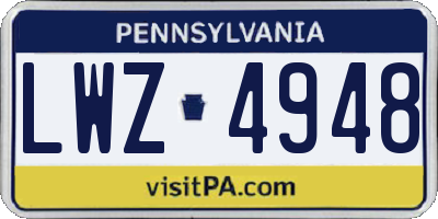 PA license plate LWZ4948