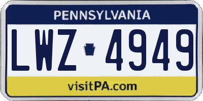 PA license plate LWZ4949