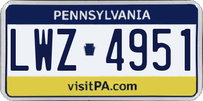 PA license plate LWZ4951
