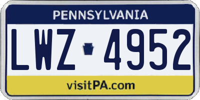 PA license plate LWZ4952