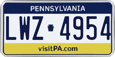 PA license plate LWZ4954