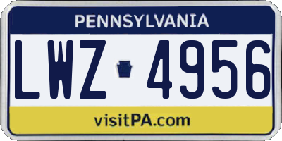 PA license plate LWZ4956
