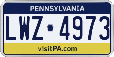PA license plate LWZ4973