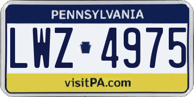 PA license plate LWZ4975