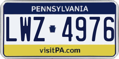 PA license plate LWZ4976