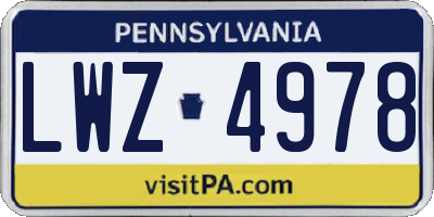 PA license plate LWZ4978