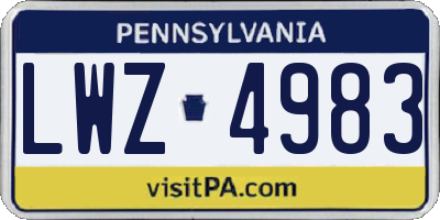 PA license plate LWZ4983