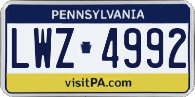 PA license plate LWZ4992