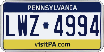 PA license plate LWZ4994