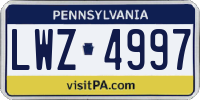 PA license plate LWZ4997