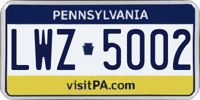 PA license plate LWZ5002