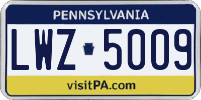 PA license plate LWZ5009