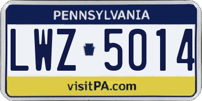 PA license plate LWZ5014