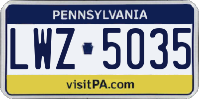 PA license plate LWZ5035