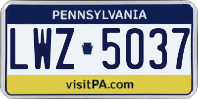 PA license plate LWZ5037