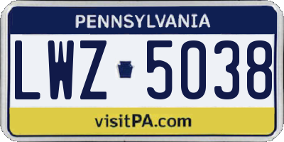PA license plate LWZ5038