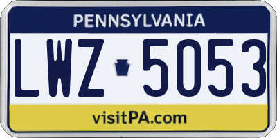 PA license plate LWZ5053