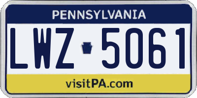 PA license plate LWZ5061