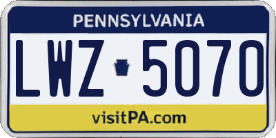 PA license plate LWZ5070
